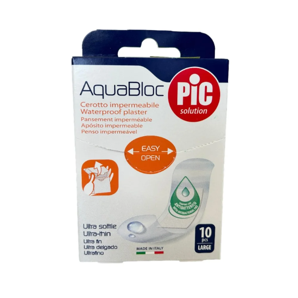 Пластырь Aquabloc водонепроницаемый с антибактериальной подушечкой 25мм 72мм №10