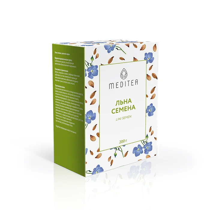 Льна семена лек. сырье цельн. 200г упаковка №1