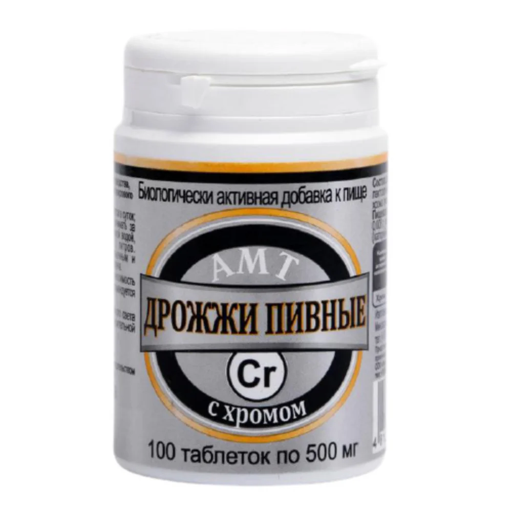 АМТ-Дрожжи пивные с хромом БАД таблетки 500мг упаковка №100