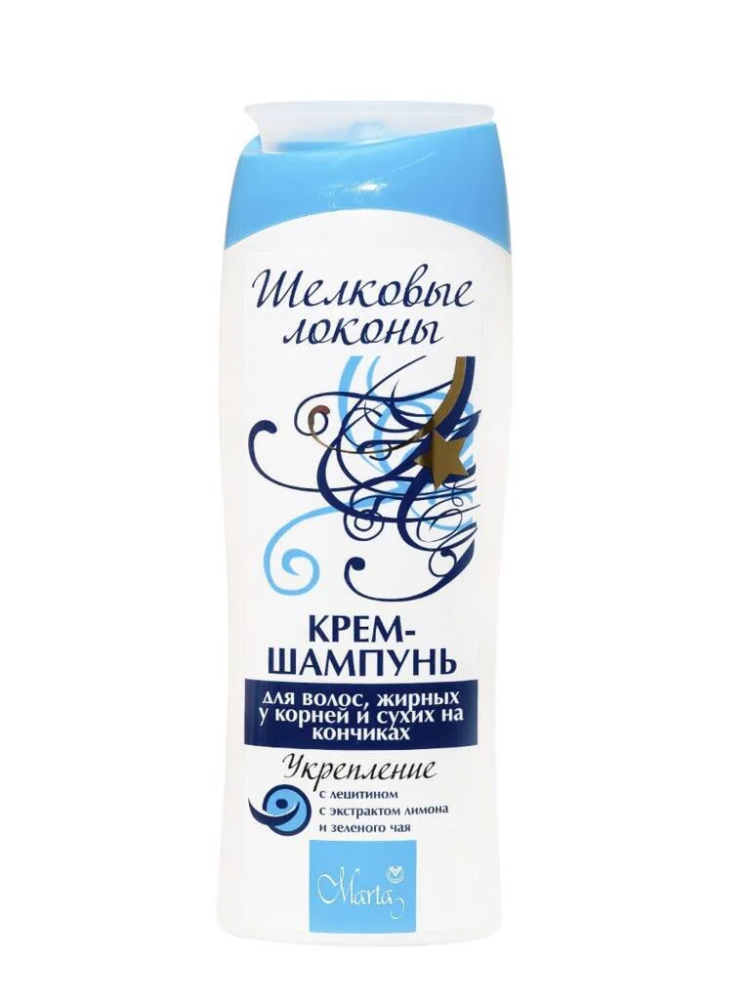 Крем-шампунь "Шелковые локоны" для волос жирных у корней и сухих на кончиках 400г №1