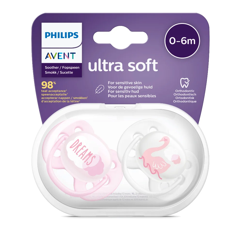 Пустышка Avent Ultra Soft декор силиконовая Dreams/Лебедь код 86882 0-6 мес. для девочки №2