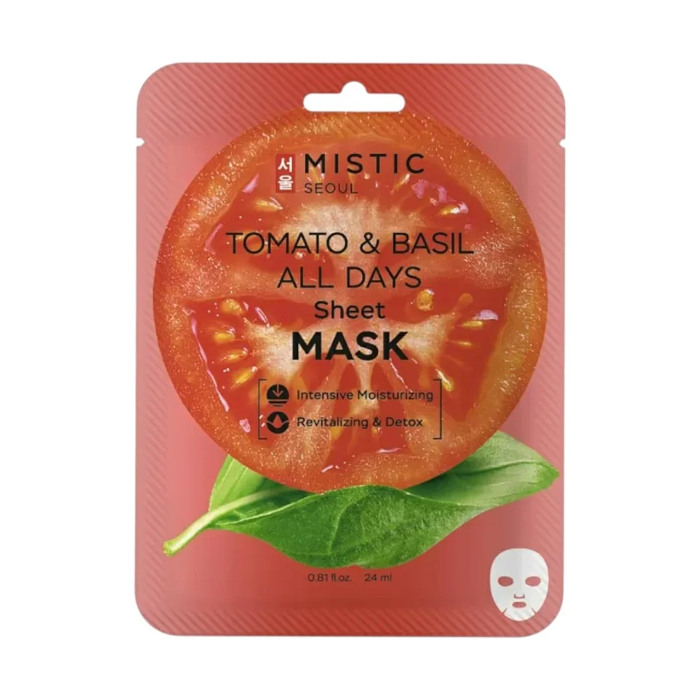 Маска для лица Mistic тканевая с экстрактами томата и базилика Tomato & Basil All Days Sheet mask 24мл №1