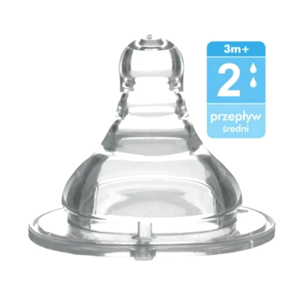 Соска BabyOno антиколиковая для бутылочек с широким горлышком поток 2 средний, 3 мес.+ №1