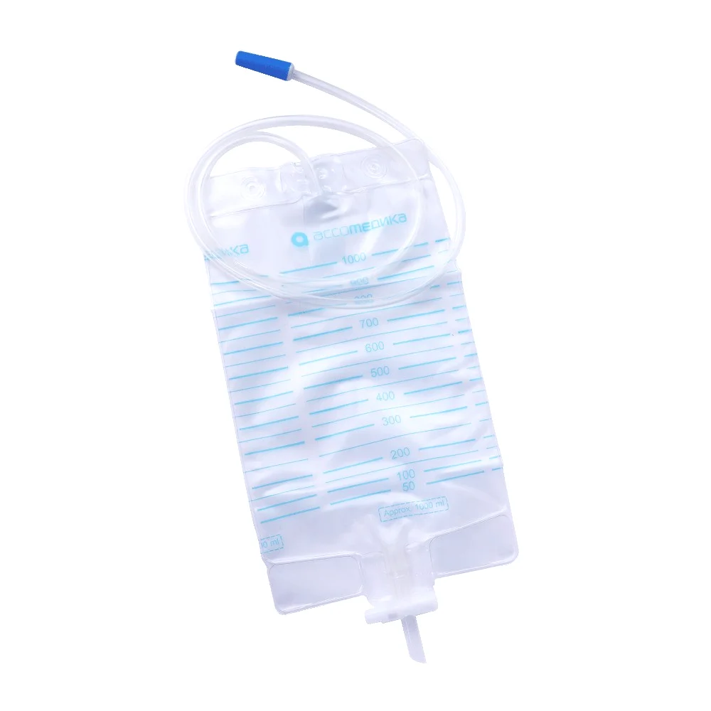 Мочеприемник прикроватный длина трубки 90см с НК, с градуировкой, с краном д/слива, без фикс. ремней без крепления, стерильн. 1л №1