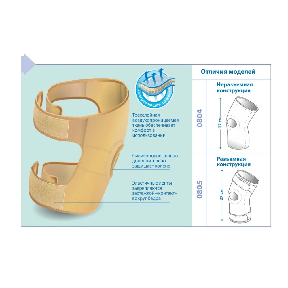 Бандаж фиксирующий коленный рукавного типа м. 0804 размер №2 №1