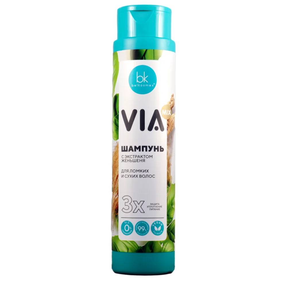 Шампунь VIA mix с экстрактом женьшеня 390г №1