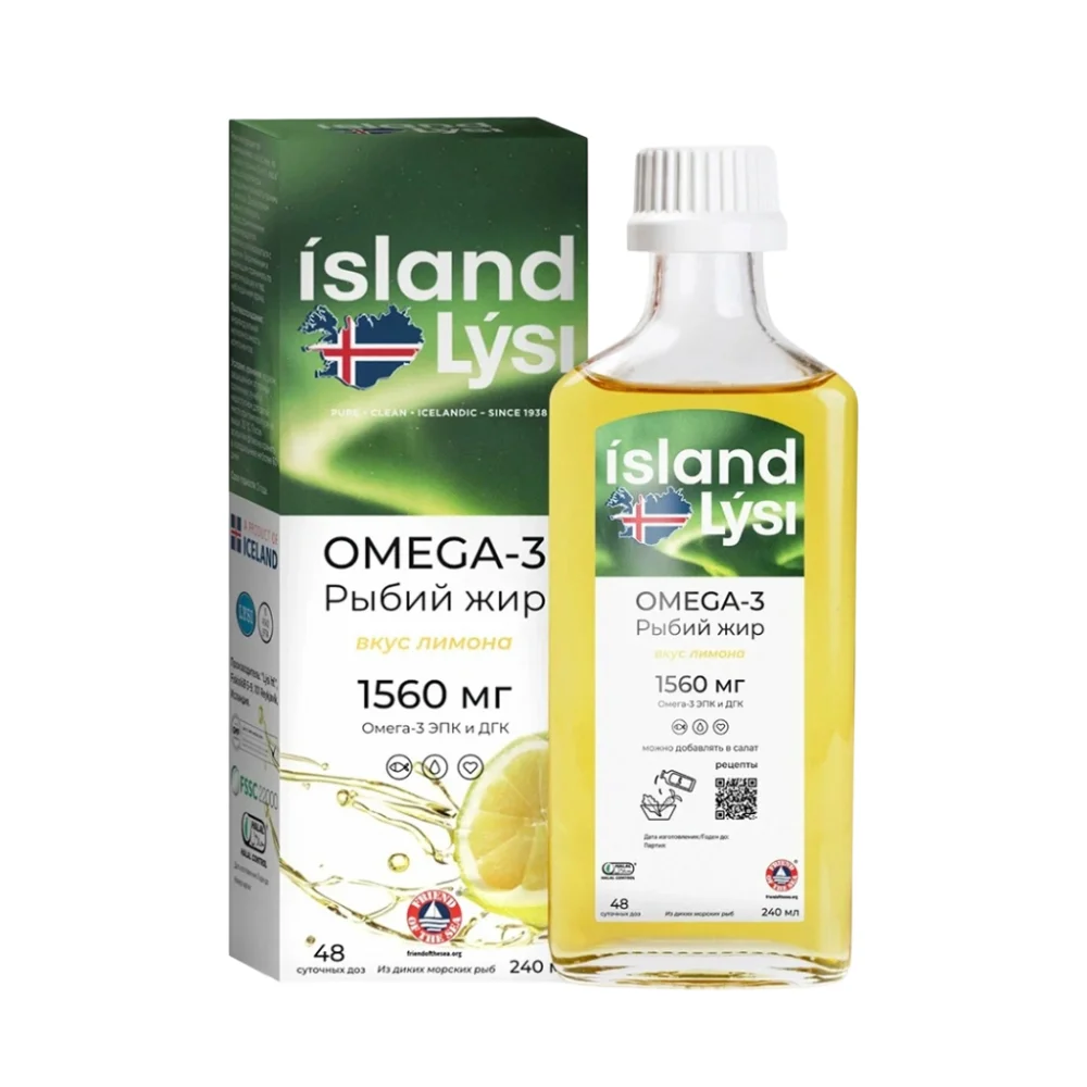 Омега-3 Рыбий жир Lysi БАД со вкусом лимона 240мл флакон №1