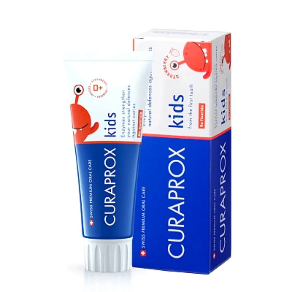 Зубная паста детская CURAPROX Kids для детей с первого зуба (0+) без фтора со вкусом клубники 60мл №1