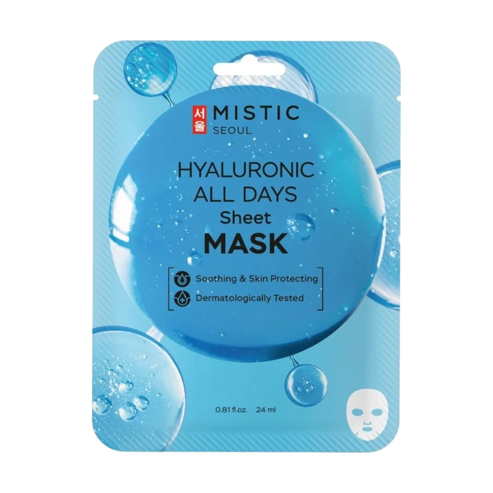 Маска для лица Mistic тканевая с гиалуроновой кислотой Hyaluronic All Days Sheet mask 24мл №1
