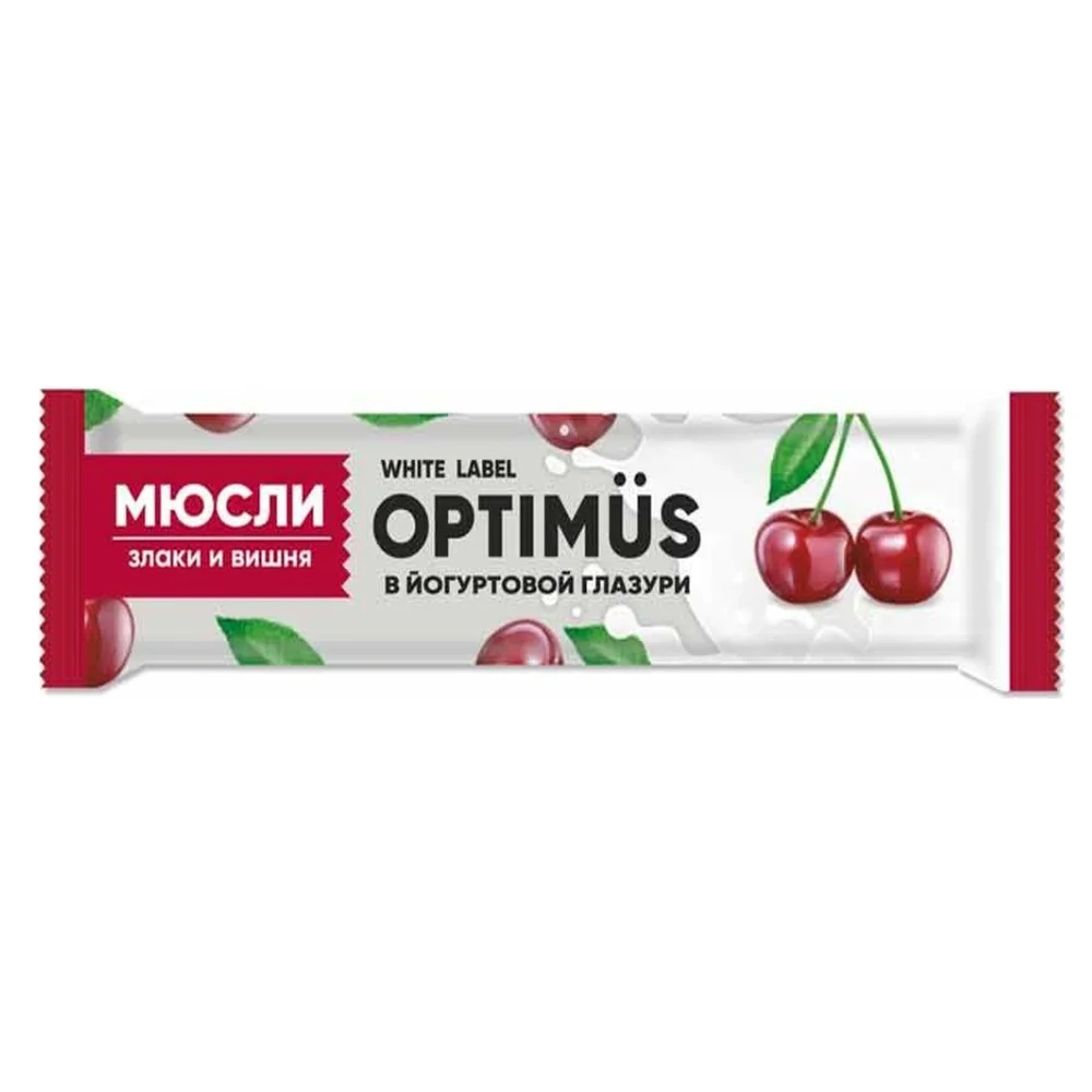 Батончик-мюсли Optimus злаки и вишня в йогуртовой глазури 30г №1