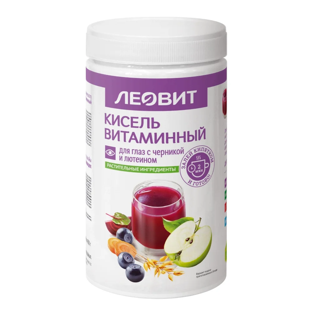 Кисель "Витаминный для глаз с черникой и лютеином"  спец. продукт диетич. профилактическ. питания 400г банка №1