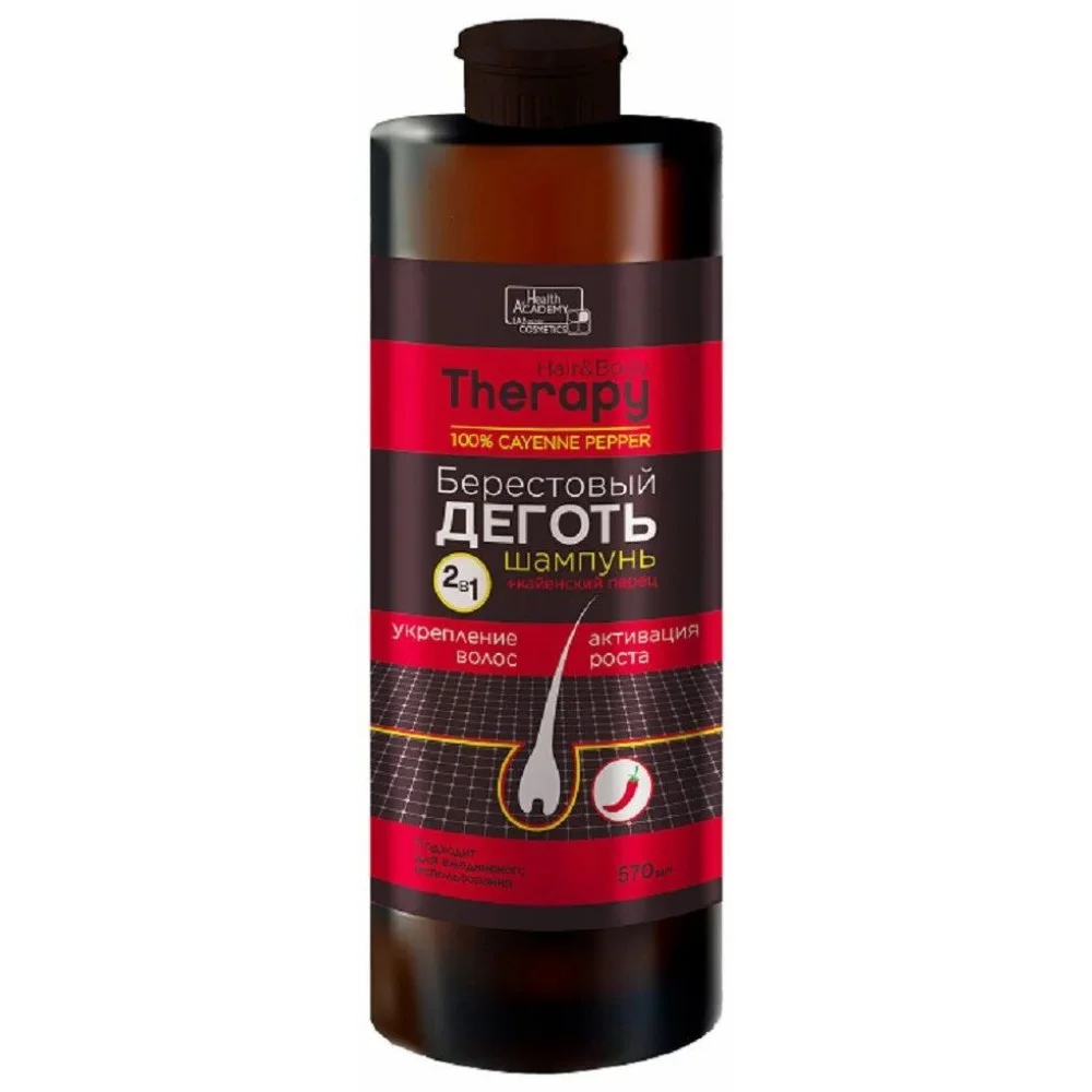Шампунь "Берестовый деготь с кайенским перцем" для роста волос серии Hair & body therapy 570мл №1
