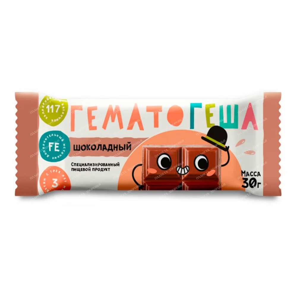 Гематогеша шоколадный-специализированный продукт для диетического профилакт. питания 30г №1