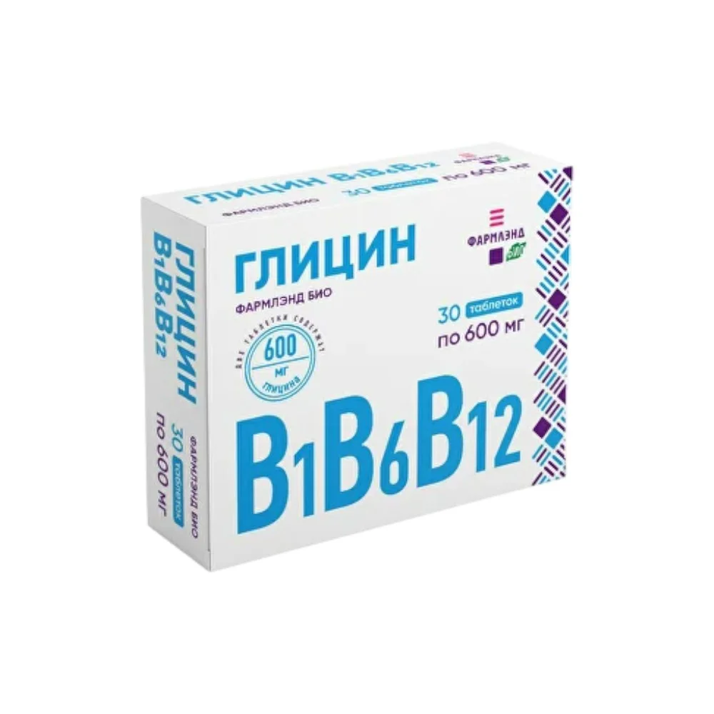 Глицин В1+В6+В12 Фармлэнд Био БАД таблетки 600мг упаковка №30
