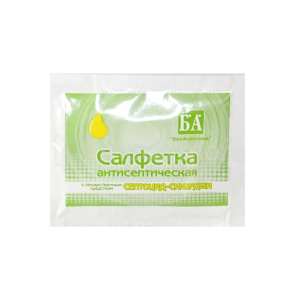 Салфетка медицинская с лекарственным средством Септоцид-Синерджи 60мм 90мм №1