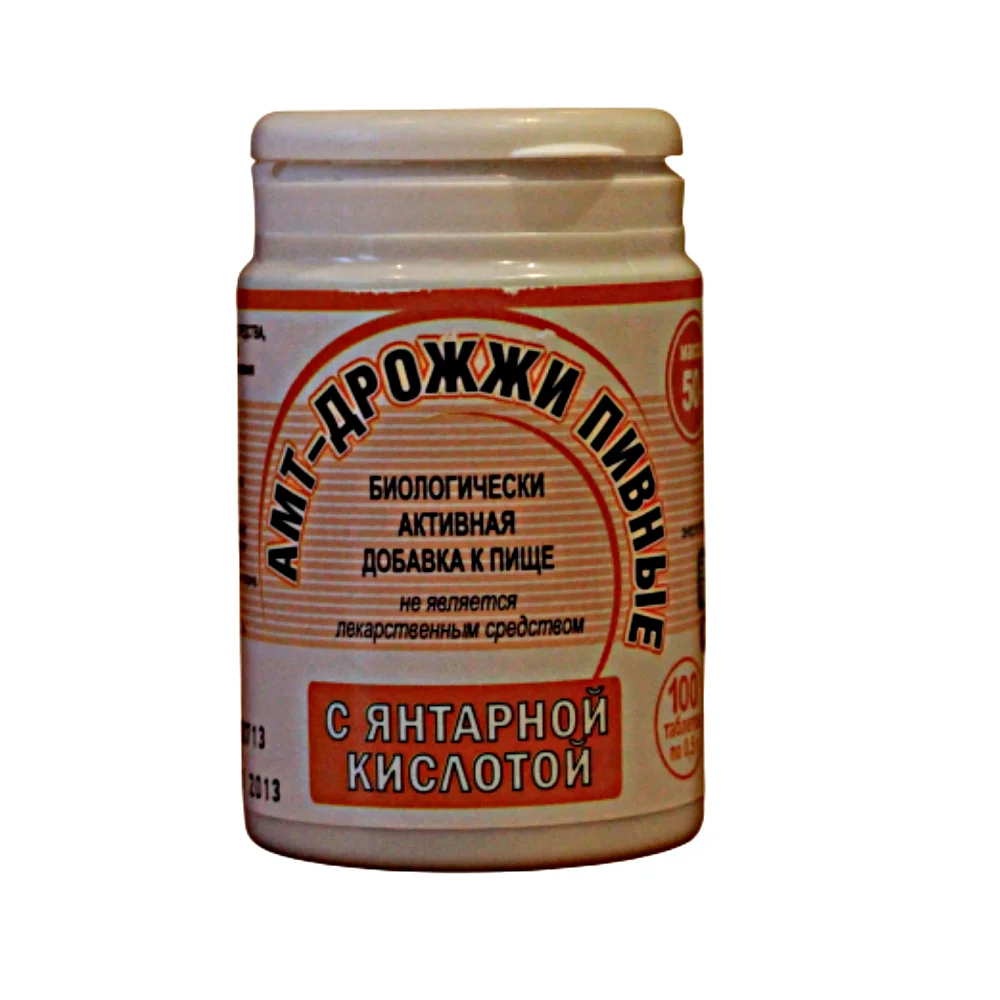 АМТ-Дрожжи пивные с янтарной кислотой БАД таблетки 500мг банка №100
