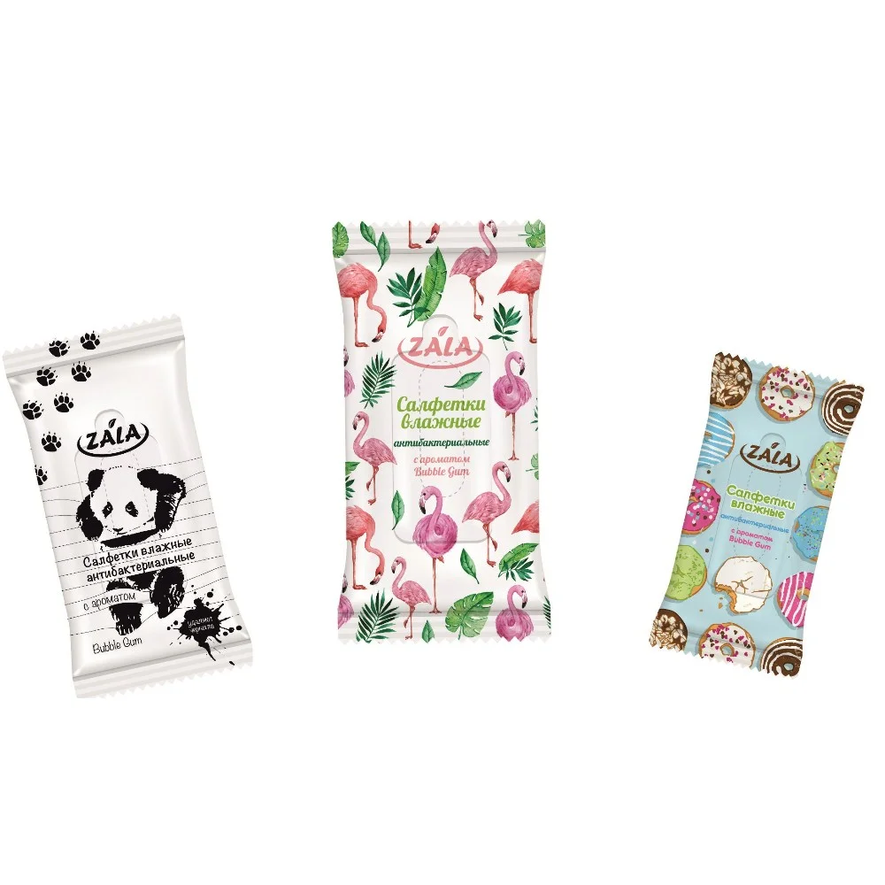 Салфетки влажные ZALA антибактериальные с ароматом Bubble Gum №12