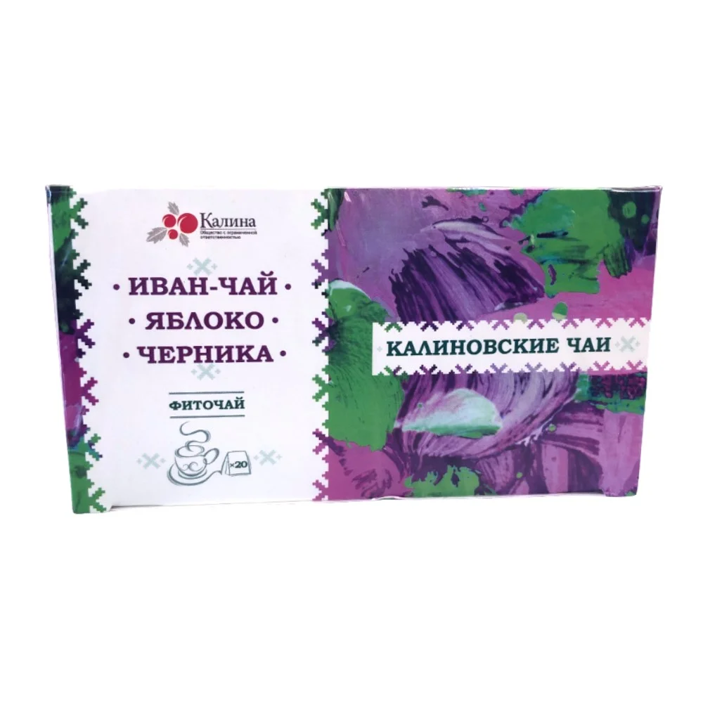 Фиточай "Иван-чай, яблоко, черника" Калиновские чаи 2г фильтр-пакет №20
