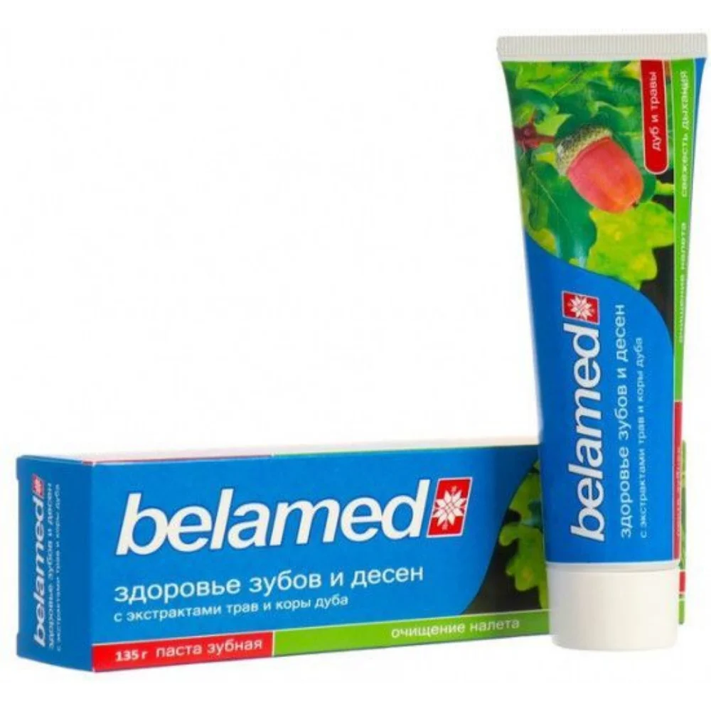 Зубная паста Belamed Здоровье зубов и десен с экстрактами трав и коры дуба 135г №1