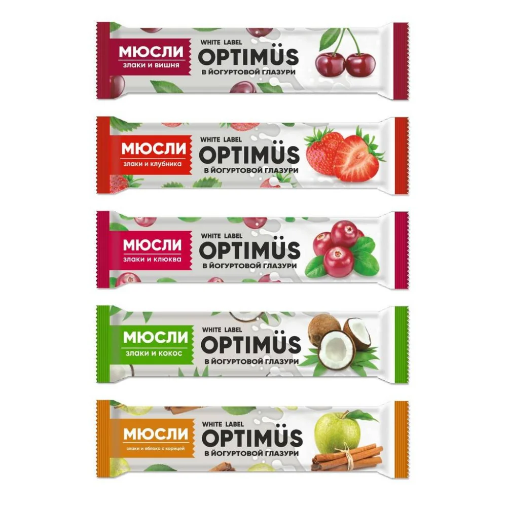 Батончик-мюсли Optimus злаки и клубника в йогуртовой глазури 30г №1