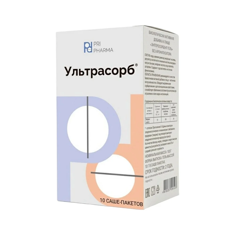Ультрасорб "Энтеросорбент гель" Pri Pharma БАД 10г пакет(саше) №10