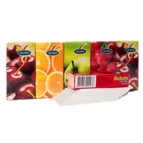Платочки универсальные гигиенические трехслойные ароматизированные Фруктовое ассорти упаковка №10