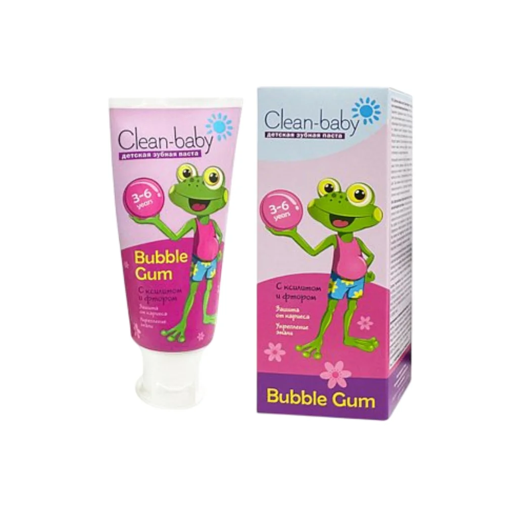 Зубная паста детская Clean baby от 3 до 6 лет Bubble Gum 50мл №1