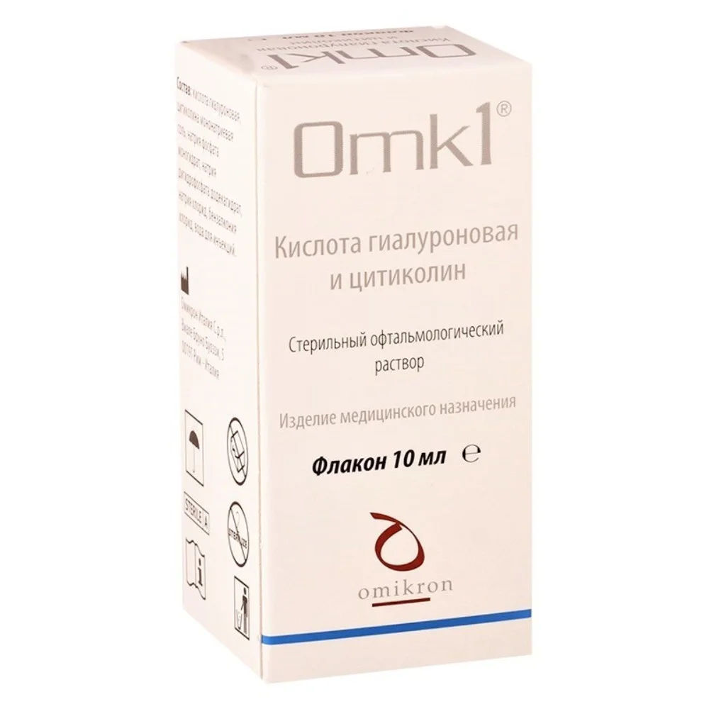 ОМК 1 раствор офтальмологический на основе кислоты гиалуроной и цитиколина глазные капли стерильн. 10мл флакон №1