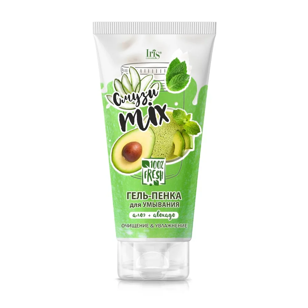 Гель-пенка для умывания Смузи mix алоэ+авокадо 170г туба №1