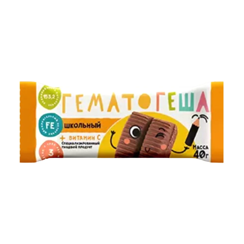 Гематогеша "Школьный"-специализированный продукт для диетического профилакт. питания 40г №1