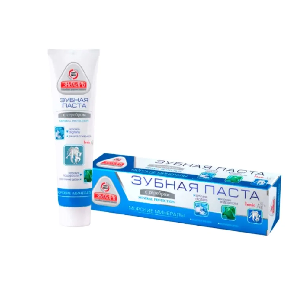 Зубная паста "Знахарь" с серебром Морские минералы 124г №1