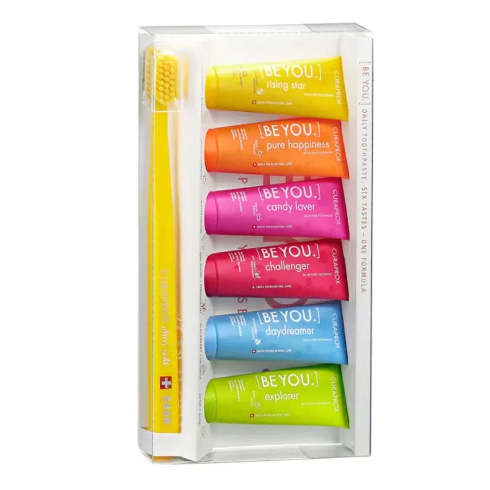 Набор зубных паст CURAPROX Be Yoy 6 вкусов 10мл х 6+Зубная щетка ультрамягкая CS5460 №1