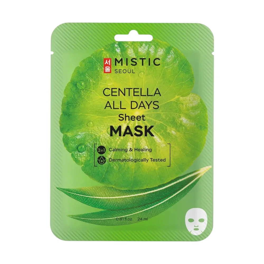 Маска для лица Mistic тканевая с экстрактом центеллы азиатской Centella All Days Sheet mask 24мл №1