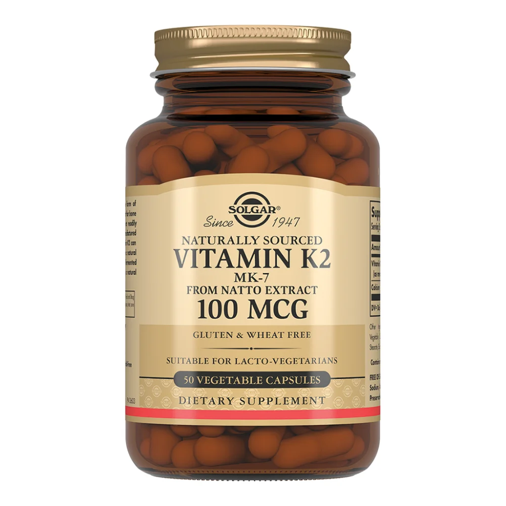 Натуральный витамин К2 (менахинон 7) 100 мкг "Solgar" БАД капсулы флакон №50