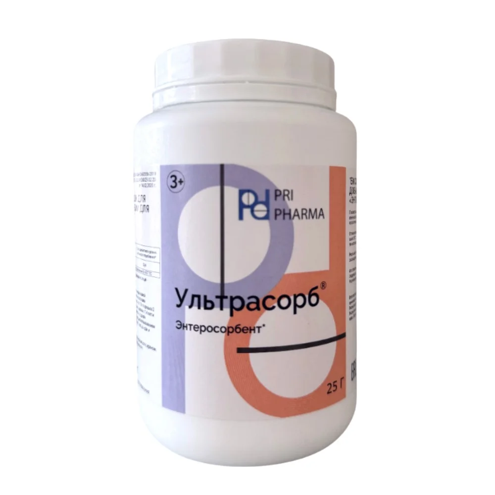 Ультрасорб 3+ "Энтеросорбент" Pri Pharma БАД пор-к для приг. сусп. для приема внутрь 25г банка №1