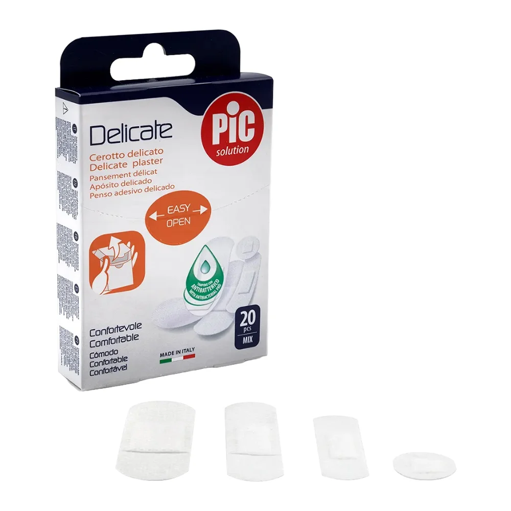 Пластырь Delicate с антибактериальной подушечкой для чувствительной кожи набор №20