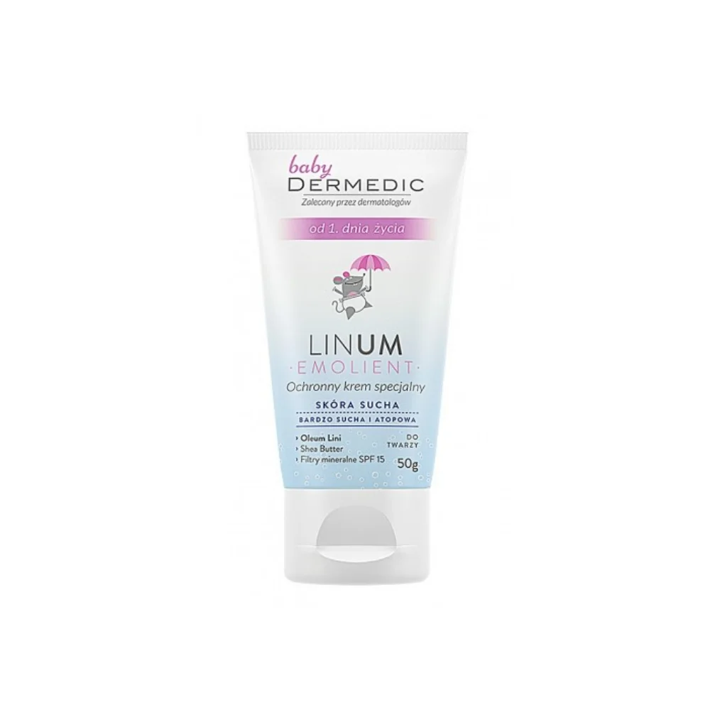 Крем Dermedic Emolient Linum Baby защитный для детей SPF 15 50мл №1