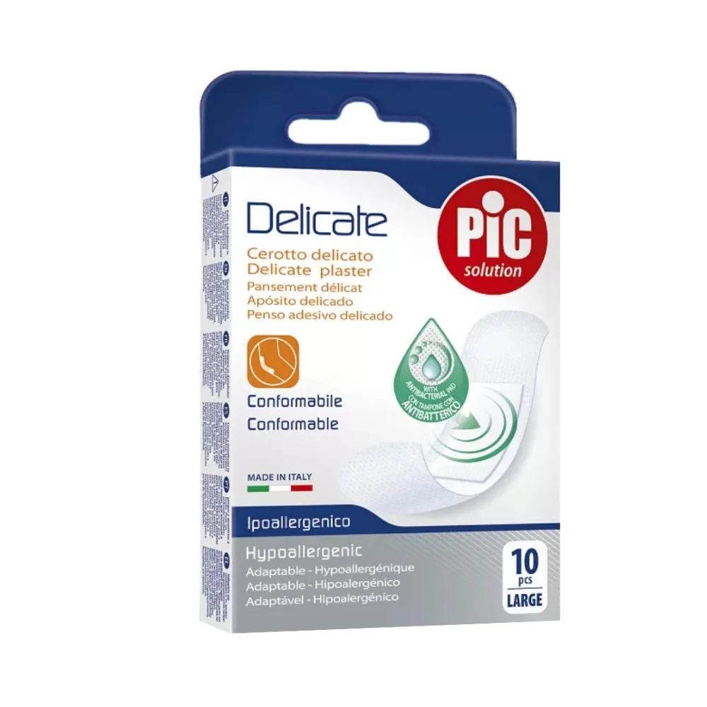 Пластырь Delicate с антибактериальной подушечкой для чувствительной кожи 25мм 72мм №10