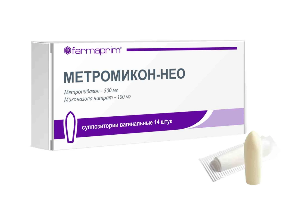 Метромикон-Нео суппозитории вагин. 500мг 100мг упаковка №14