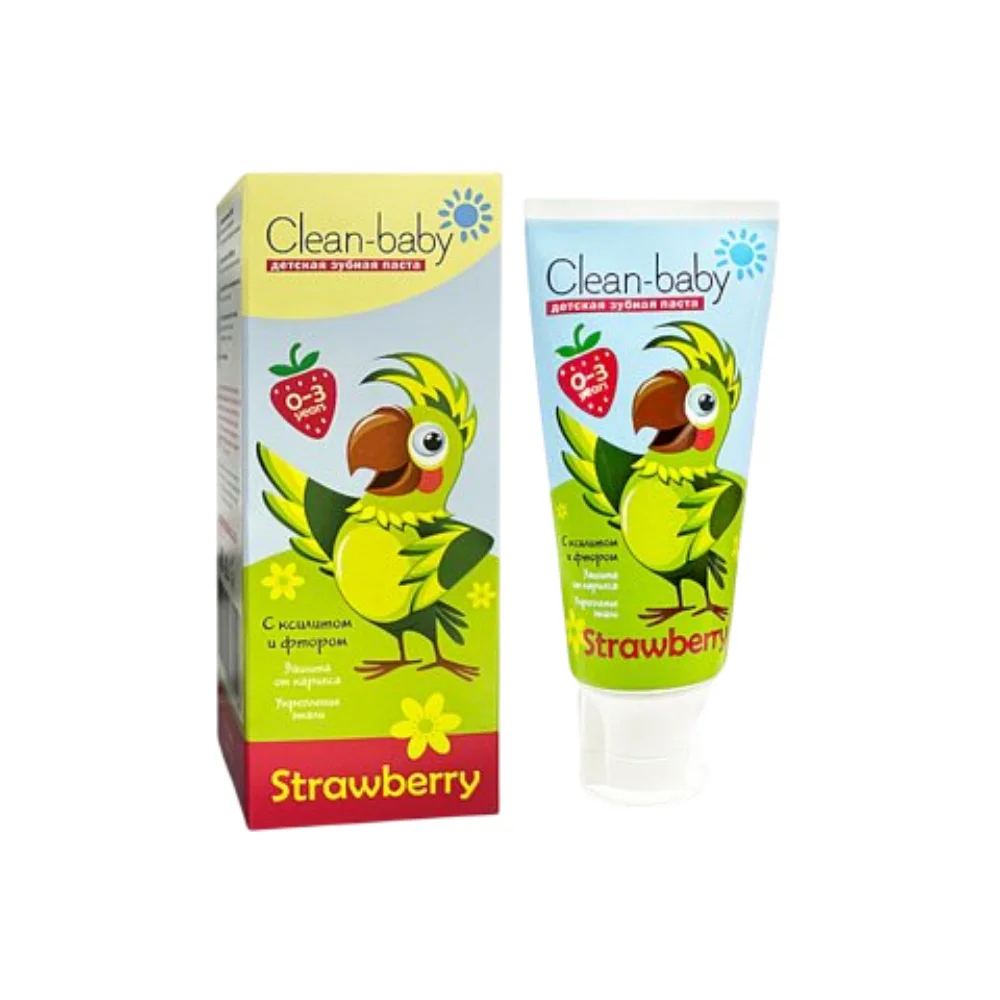 Зубная паста детская Clean baby от 0 до 3 лет Strawberry 50мл №1