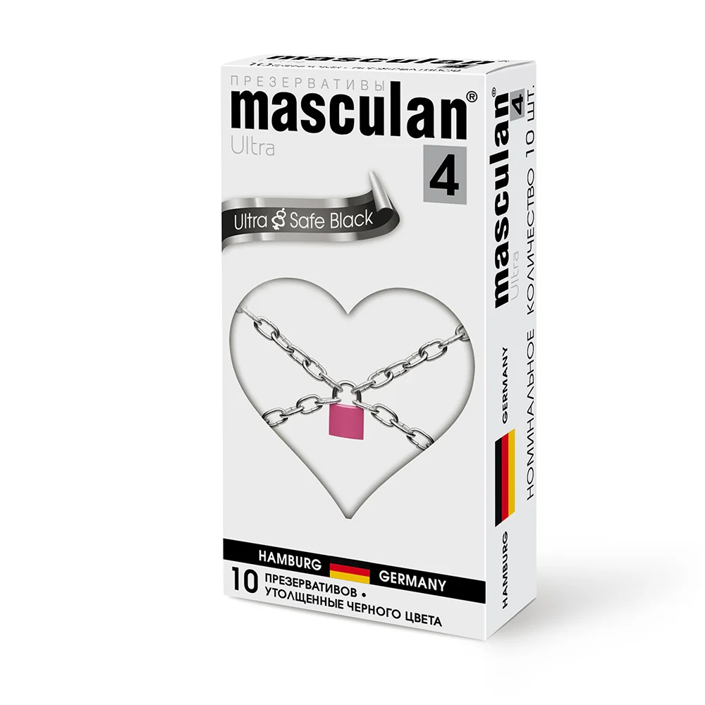 Презервативы Masculan Ultra Safe Black утолщенные черного цвета №10