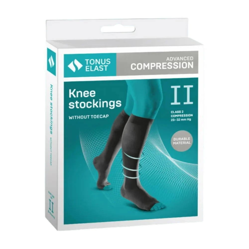 Гольфы компрессионные ELAST 0408 LUX без мыска, унисекс, 2 кл. компрессии размер 3, рост 2, карамель №1