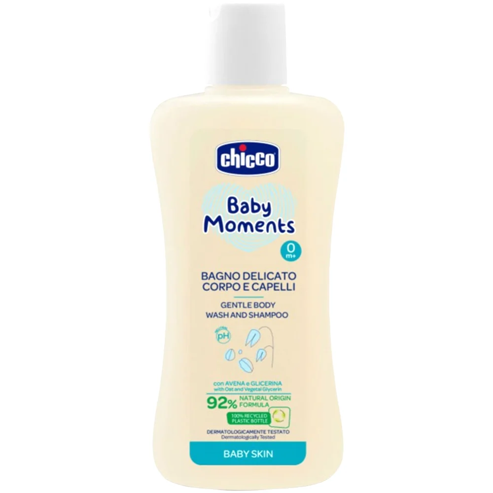 Пена для тела и волос Chicco Baby Moments нежная "без слез" с овсом 0 мес+ 200мл №1