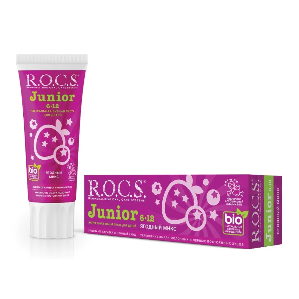 Зубная паста детская R.O.C.S. Junior для детей 6-12 лет Ягодный микс 74г №1