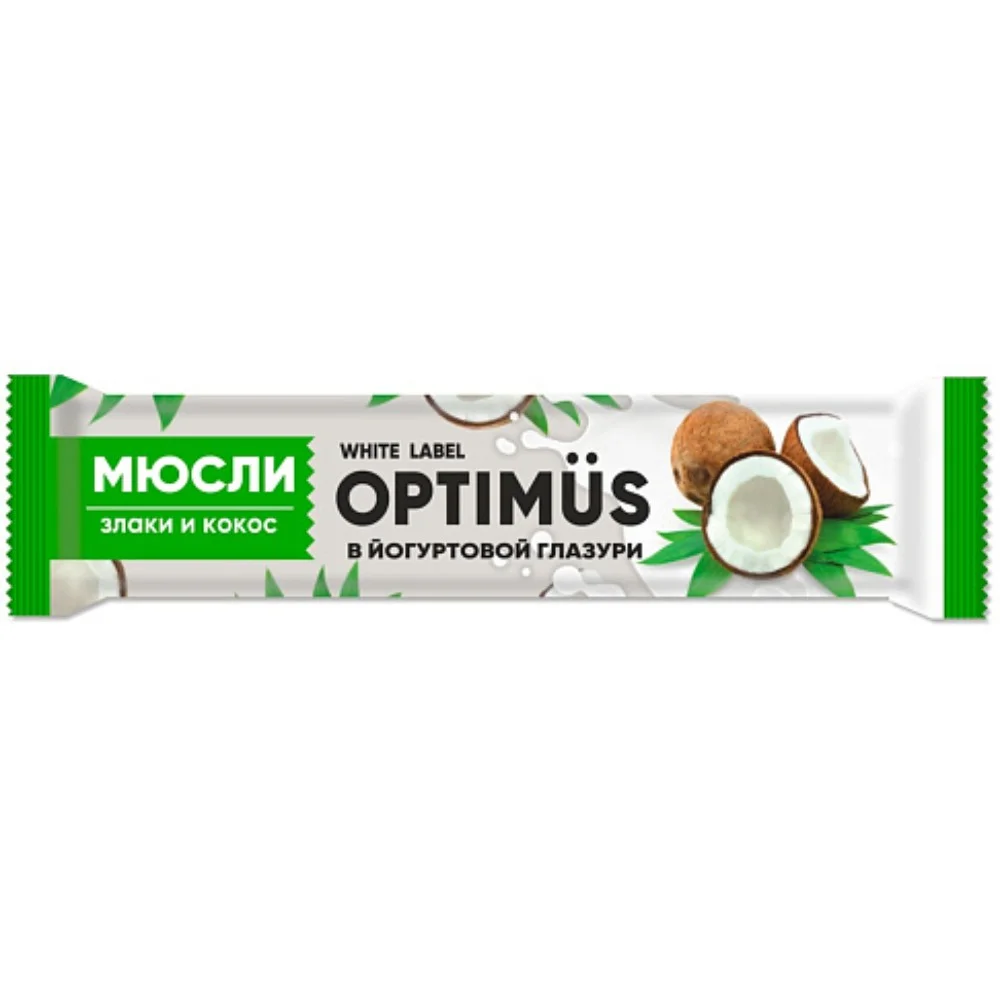Батончик-мюсли Optimus злаки и кокос в йогуртовой глазури 30г №1