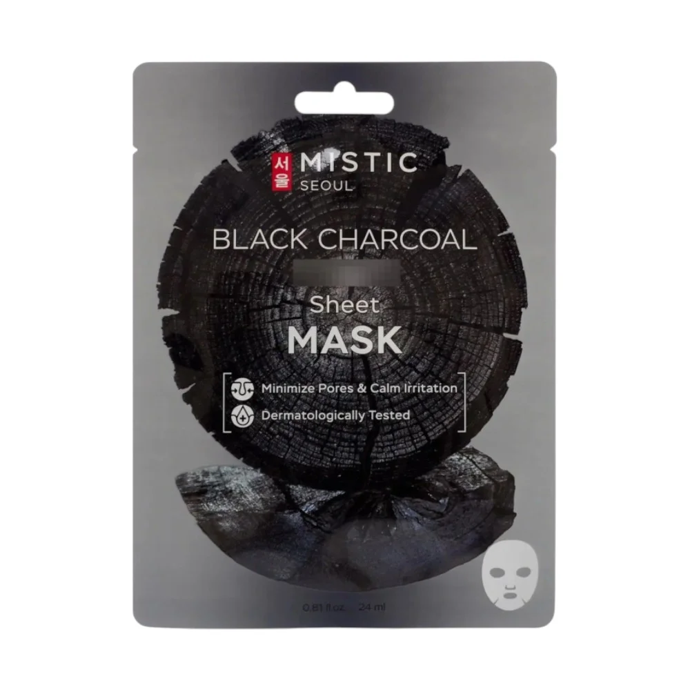 Маска для лица Mistic тканевая с древесным углем Black Charcoal All Days Sheet mask 24мл №1