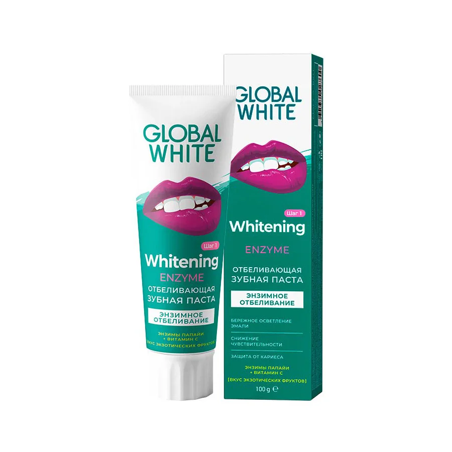 Зубная паста Global White энзимное отбеливание 100мл №1