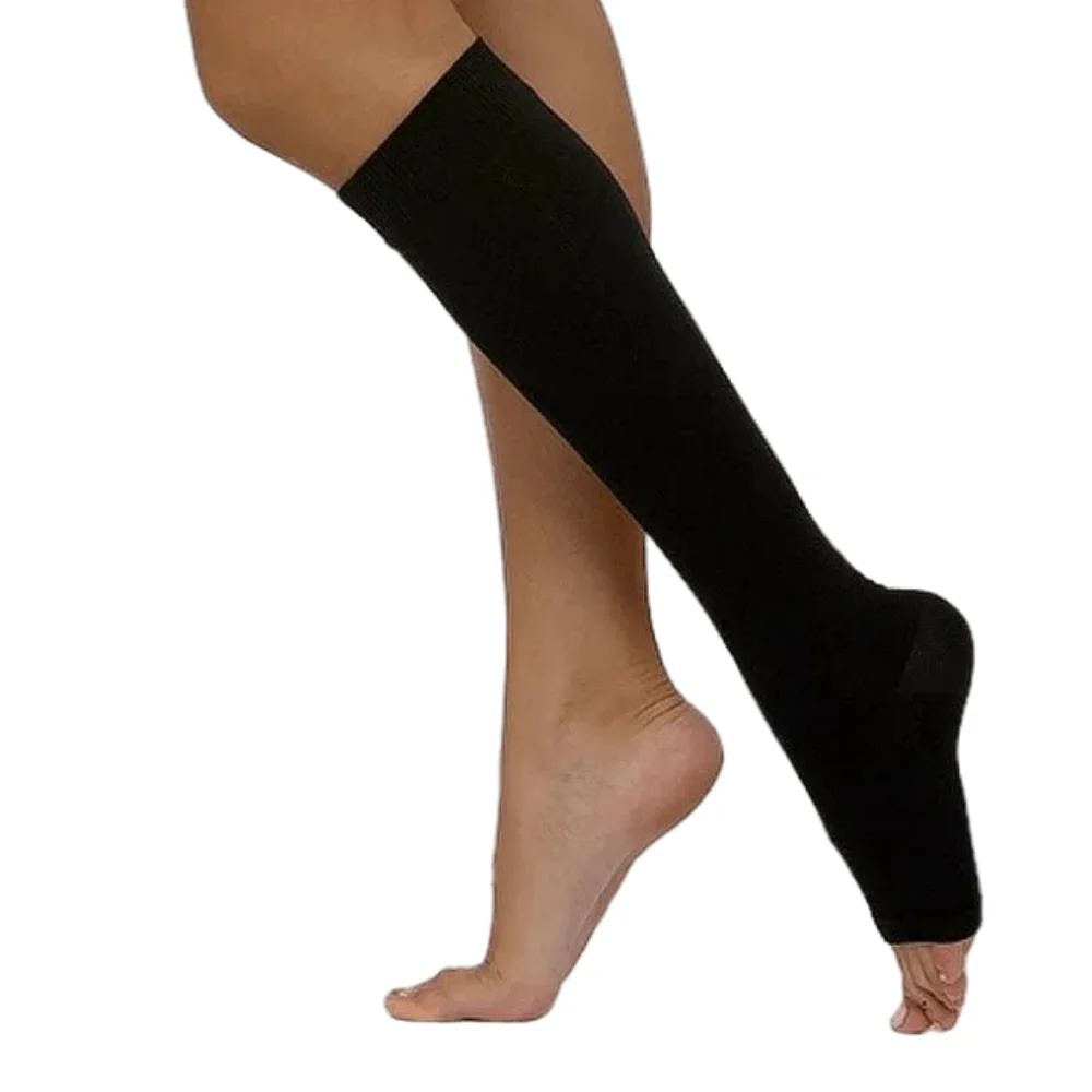 Чулок компрессионный до колена с открытым мыском 2 кл. компрессии, размер 2, черный №1